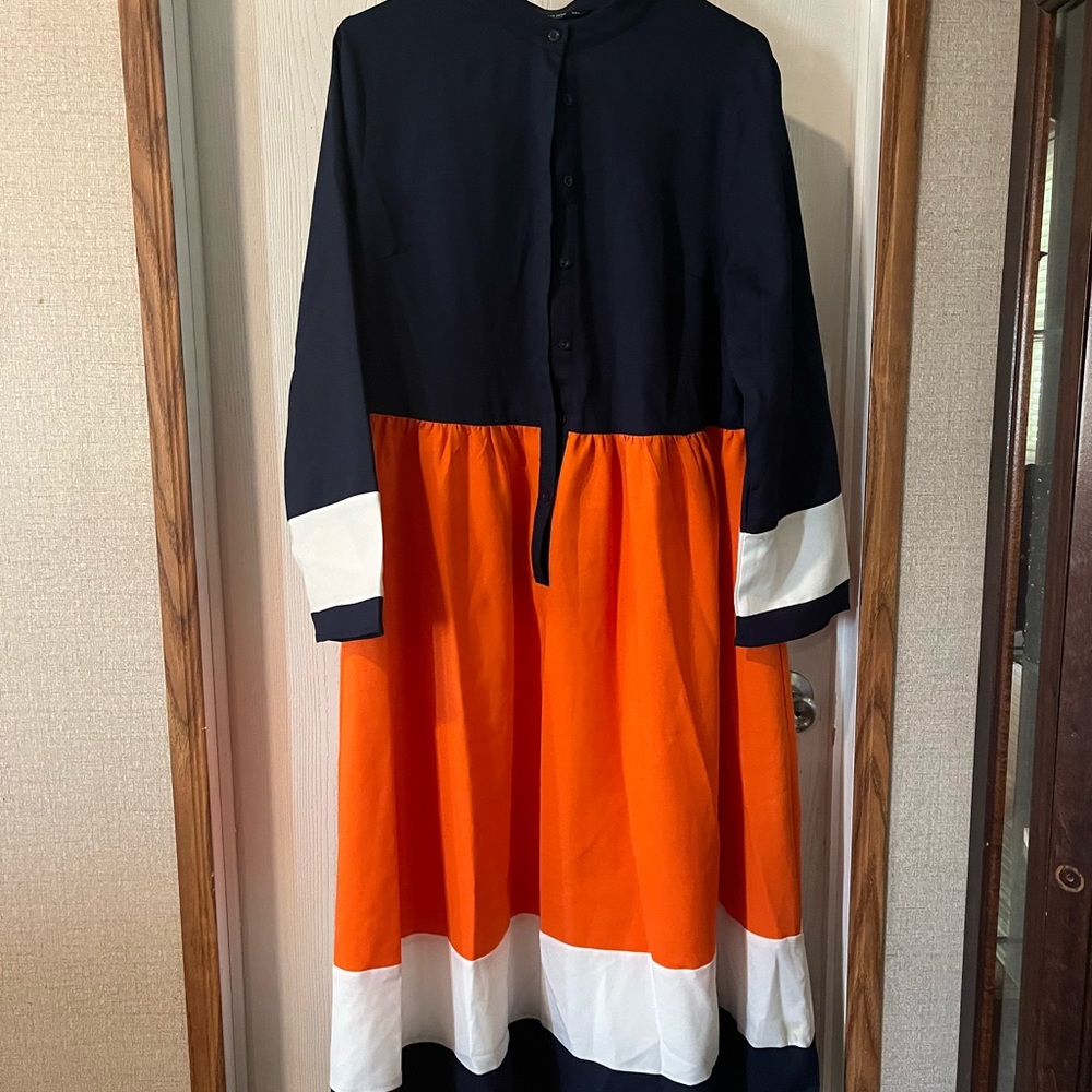 SHEIN curve color block navy and orange dress 0XL